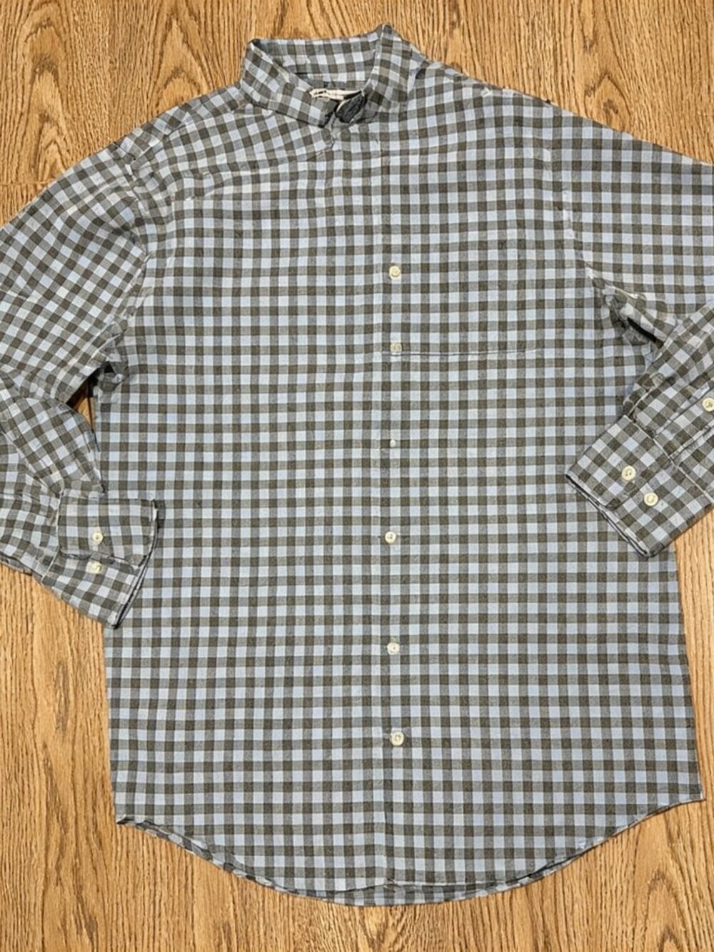 Men's Peter Millar Summer Comfort Button Up Checkered Blue Long Sleeve Med Slim - Picture 2 of 4